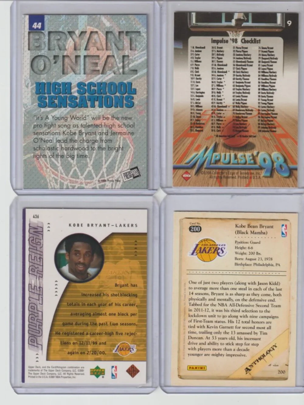 Kobe Bryant 4 Card Set — Lakers/Black Mamba Magic #22